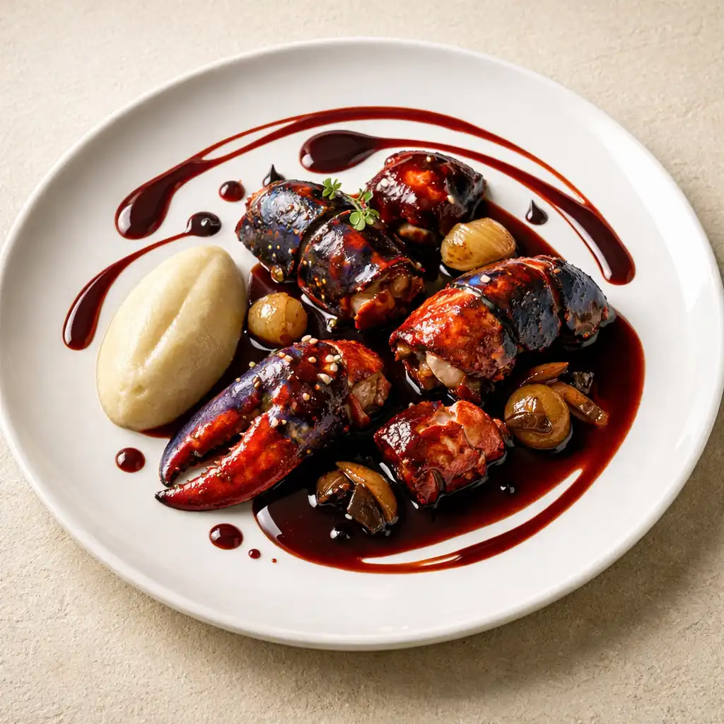 Homard bleu rôti entier avec purée de céleri-rave