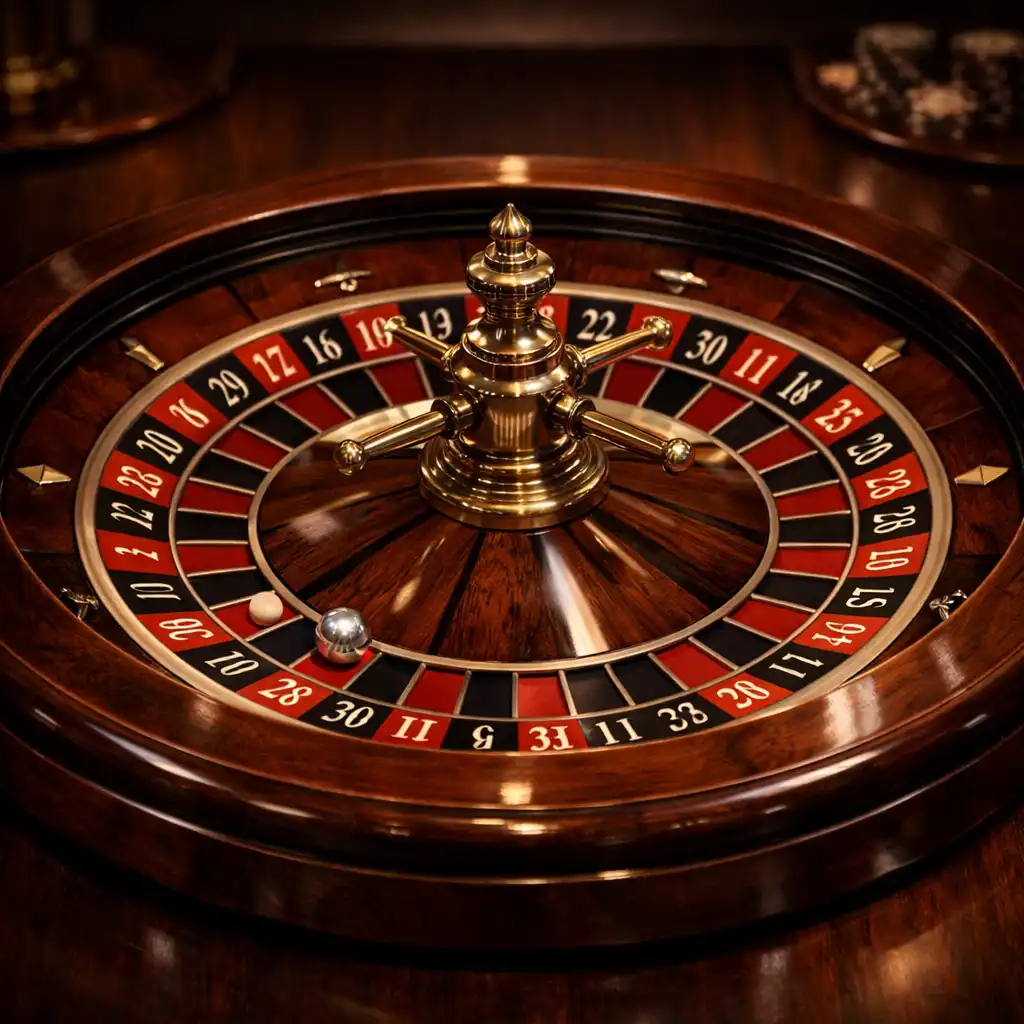 Roue de roulette physique avec bille argentée